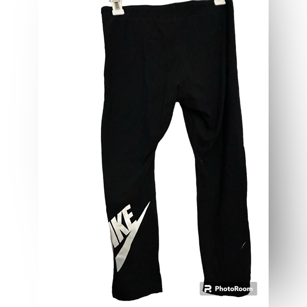 Nike Black and White Women’s  Leggings with Signature Swoosh Logo medium